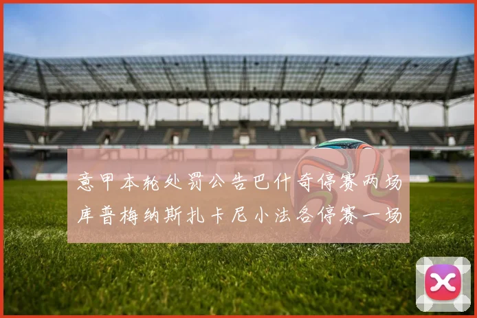 意甲本轮处罚公告巴什奇停赛两场库普梅纳斯扎卡尼小法各停赛一场